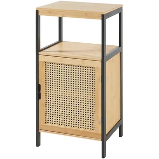 [en.casa] Tervola Badschrank 40 x 80 x 35 cm Schwarz/Bambus