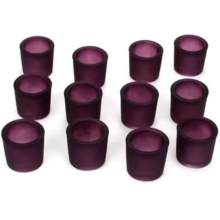 NoNa 12er Set 6 cm Teelichtglas Glas Farbe Lila Kerzenglas Windlicht Kerzengläser