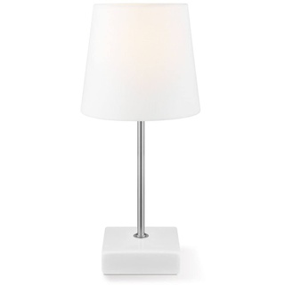 Home Sweet Home Moderner Tischlampe Arica | 15/15/33cm | Weiß | Nachttischlampe | Stoff | für E14 LED Glühbirnen | mit Schnurzwischenschalter | geeignet für Wohnzimmer, Schlafzimmer
