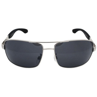 Rennec Sonnenbrille (Herren Metall Brille mit Brillenbeutel) Rechteckige Pilotenbrille mit getönten Gläsern schwarz