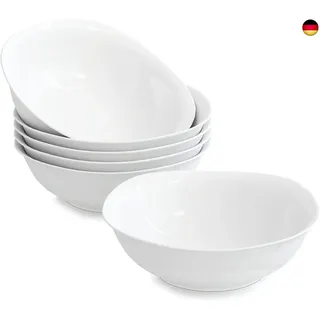 MALACASA, Serie Elisa, 6 teilig Set Porzellan 6,7" Schalen Müslischüssel S