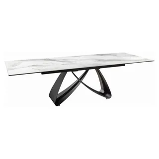 ZAREL – Ausziehbar 180 bis 260 cm – Keramik und gehärtetes Glas – Marmoreffekt weiß – Zeitgenössischer Stil