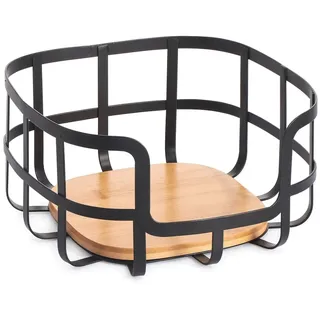 MSV - Obstschale aus Holz und Metall, 24x24x12 cm