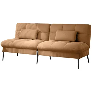 COMHOMA Sofa Schlafsofa mit Schlaffunktion, überzug Futon Klappsofa, Bettcouch, ecksofa, Couch Gästebett, 3-Sitzer Sofa, mit verstellbare Rückenlehne aus Stoff Orange