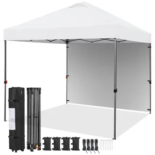 Yaheetech Faltpavillon 3 x 3 m inkl. 1 Seitenteil Weiß