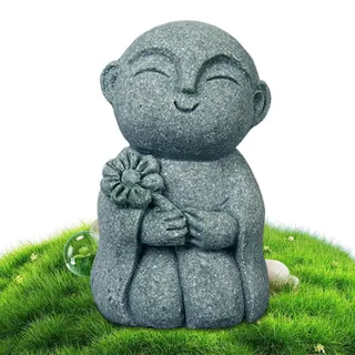 Genikeer Kleine Buddha Statue, Stein Garten Mönch Buddha Statue, Glück Buddhistische Deko Positive Ausstrahlung Für Meditation Yoga Beruhigend Aquarium Zimmer