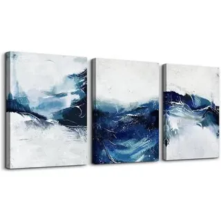 Abstrakte Navy Blau Moderne Leinwandbilder Wohnzimmer Büro Badezimmer