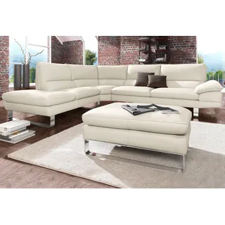 Ecksofa CALIA ITALIA "Dave, italienisches Designsofa mit erstklassigem Sitzkomfort, L-Form", weiß (altweiß), B:297cm H:87cm T:97cm, NaturLeder Sorrento;Leder Bull, Sofas, Ecksofa, mit tollen Lederbezügen
