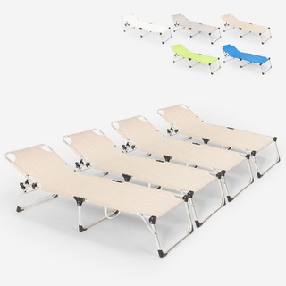 4er Set Liegestühle Strandliegen Sonnenliegen klappbar aus Aluminium für Strand und Garten Seychelles