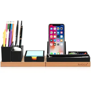 Aothia Holz Schreibtisch Organizer magnetisch modular Stifthalter Schwarz