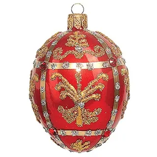 Unbekannt Christbaumkugeln Figure (Faberge Ei 6cm rot) Weihnachtskugeln Weihnachtsbaumschmuck Christbaumschmuck Deko Glas