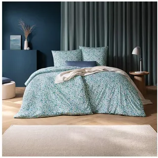 Estella Tina Floral Baumwolle Cyan 155 x 220 cm + 2 x 80 x 80 cm