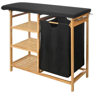 Kipit Regal Regal aus Bambus mit Bügelbrett und Wäschekorb BAMY, 111 x 34 x 82 cm schwarz