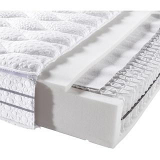 FAN Federkernmatratze, Weiß, Textil, H2, rechteckig, 80x200 cm, Textiles Vertrauen - Oeko-Tex®, Härtegradauswahl, Über- und Sondergrößen erhältlich, Bezug abnehmbar/waschbar, Ober- Unterseite versteppt, wendbar, optimale Belüftung, für verstellbare Lattenroste geeignet, Tragegriffe, atmungsaktiv, schadstoffgeprüft, aktive Schulterzone, alternative Größen erhältlich, Schlafzimmer, Matratzen Shop, Taschenfederkernmatratzen