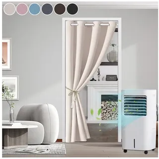 Rosnek Türvorhang Verdunkelung Thermo Türvorhang, Schlafzimmer Wohnzimmer Gardinen beige 132 cm x 203 cm