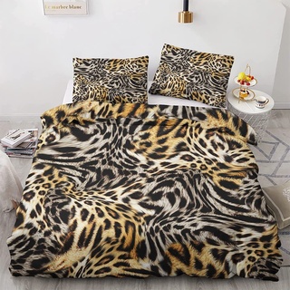 NUEYSP Bettwäsche 200x220 Leopardenmuster Bettbezug 200x220 Warme Flauschige Allergiker Mikrofaser Bettwäsche mit Reißverschluss + 2 Kissenbezüge Geeignet für Kinder Jungen und Mädchen