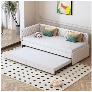 LuxusKollektion Schlafsofa Schlafcouch ausziehbar 180x200 Flanell ohne Matratze Klassiker Creme weiß