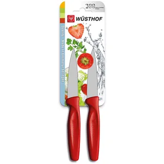 Wüsthof Messerset 2-teilig (9343r) sehr scharfe Küchenmesser, Gemüsemesser, rostfrei, Kunststoffgriff rot