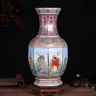 WLBHWL 20,4" Vase, Große Bodenvase Chinesische Porzellanvase Veranda Ornamente Antike Emaille Chinoiserie Porzellan Antike Kollektion