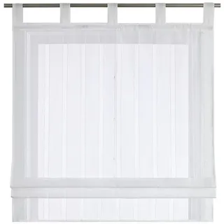 Joyswahl Raffrollo See, mit Schlaufen, Gardinenstange, Einfach zu installieren, für Fenster Voile Uni längsgestreift Gardine weiß 140 cm x 140 cm