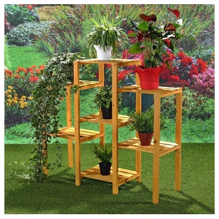 Melko Blumenständer Blumenpodest Blumenregal Blumentreppe aus Holz in ver. Farben Pflanzregal Blumenhocker Standregal Pflanzenampel Blumenampel Gartenregal Blumenständer (Stück), Klassische Konstruktion braun