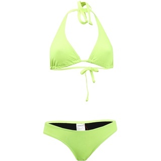 Speedo Womens Einfarbiger Bikini Set, Fluoreszierendes Gelb, 32 (DE 36)