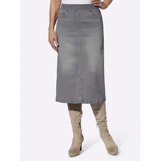 Jeansrock INSPIRATIONEN, Damen, Gr. 40, grau (grau, denim), 78% Baumwolle, 20% Polyester, 2% Elasthan, unifarben, wadenlang, Röcke Jeansrock