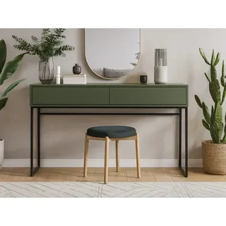 Beautysofa Schminktisch GIANA elegante grifflos mit 2 Schubladen (erhältlich in Sandbeige oder Flaschengrün), Breite: 137 cm grün