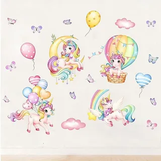 Wandtattoo 30 x 60 cm, Einhorn, rosa, für Kinderzimmer