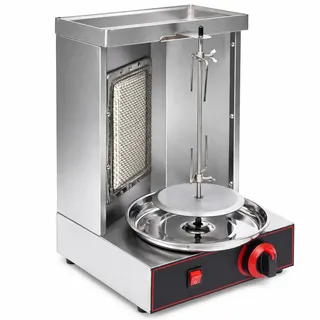 chlisuky Döner-Vertikal-Multigrill 2000W, Infrarot, Edelstahl dönergrill | Gebürstet & poliert. Tischplatte, LPG. 0-300°C, 10kg max. Für Rind, Huhn, Gyros. Ideal für Restaurant, Fast-Food, Camping.