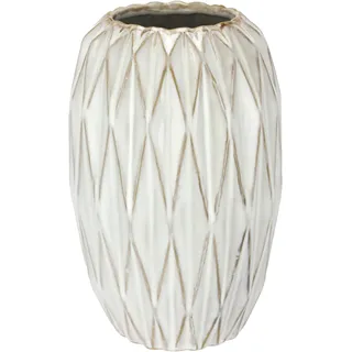 Dekovase I.GE.A. "Vase aus Keramik", beige (creme), B:13cm H:22cm, Keramik, Vasen, Blumentopf geriffelt Zylinderform Übertopf Keramikvase Deko Dekovase