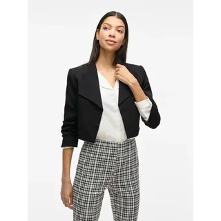 Kurzblazer VILA "VIHER BIN CROPPED BLAZER - NOOS", Damen, Gr. 40, schwarz, Web, Obermaterial: 92% Polyester, 8% Elasthan, unifarben, loose fit kurz, Blazer Kurzblazer, Materialmix, loose fit
