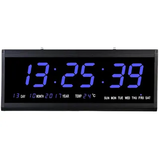 Frederimo Wanduhr | groß Digitaluhr Wanduhr mit Datumsanzeige und Temperaturanzeige Digital LED Uhr Seniorenuhr Wecker Büro Wohnzimmer LED Display