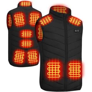 joyvio Herren Beheizbare Weste for Winter: USB Beheizbare Jacke for Outdoor - 3 Einstellbar Temperatur Heizweste mit 11 Heizzonen für Jagen Angeln Skifahren(Ohne Akku) - 5XL