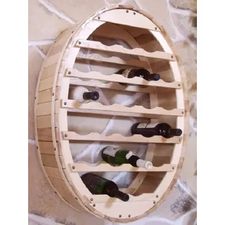 Dandibo - Weinregal Holz Wand Weinfass 24 Flaschen Natur Wandregal Flaschenregal Flaschenhalter Fass