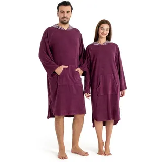 KangaROOS Badeponcho Dalia Surfponcho, ideal für Sauna, Spa & im Urlaub, Langform, Veloursfrottier, Kapuze, ohne, weich, Uni-Farben mit Streifen, leicht, Unisex, für Damen und Herren rosa S/M | 108 cm