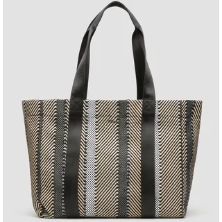s.Oliver Gestreifter Jacquard-Shopper Baumwolle/Synthetik Bunt/Schwarz