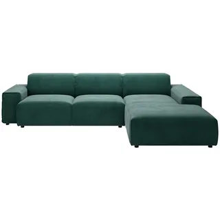 Pure Home Lifestyle Ecksofa 9125, Dunkelgrün, Kunststoff, 4-Sitzer, Ottomane rechts, L-Form, 300x189 cm, Goldenes M, Made in EU, Oeko-Tex® Standard 100, DGM-Emissionslabel, seitenverkehrt erhältlich, Hocker erhältlich, Wohnzimmer, Sofas & Couches, Wohnlandschaften, Ecksofas