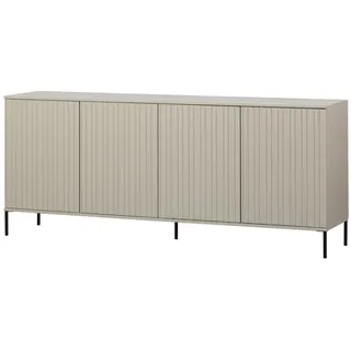 Sideboard Gravure aus Kiefernholz, modernes Design, hellgrau Dust, Push-to-Open-System