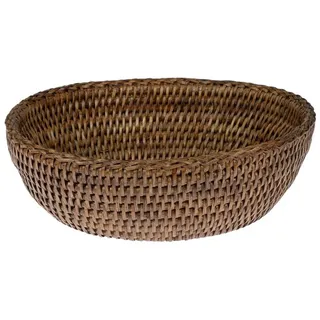 fiolini Brotkorb / Brötchenkorb geflochten aus Rattan, oval, handgefertigt - 25x20x8cm, Rattan braun
