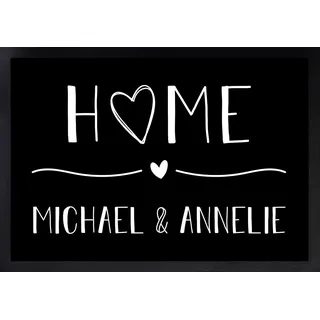 Manilu Personalisierte Fußmatte | Fußmatte Familie personalisiert | für Paare & Familien | Heimathafen | Herz im Home
