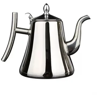 Besttoolifes Edelstahl-Teekanne mit integriertem Teesieb zum Aufbrühen von Tee oder Kaffee, rostbeständiger Wasserkocher mit dickem Griff, Induktions- und Herdplatte (1,5 l, Silber)