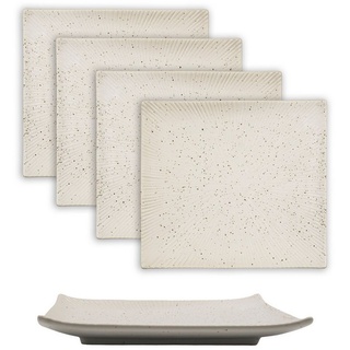Intirilife Sushiteller, (4 St), 4x Sushi Platte Servier Teller Geschirr aus Porzellan Weiß weiß 26 cm x 26 cm x 3.8 cm x 23.4 cm