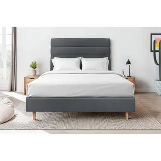 Sommeil de Plomb Kopfteil, Anthrazit, Holz, Kiefer, vollmassiv, Uni, 2-Sitzer, Füllung: Komfortschaum, Rechteckig,Rechteckig, 140x120x10 cm, Schlafzimmer, Betten, Bett-Kopfteile