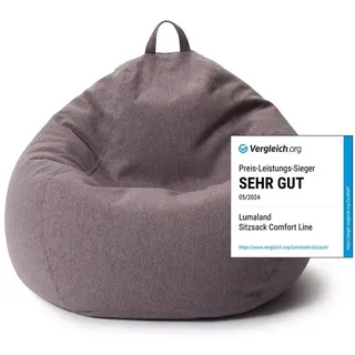 Lumaland Sitzsack LUMALAND Comfort Line Sitzsack L, 185 L - bequemer Indoor Sofa Sessel, Pouf separat erhältlich - Bean Bag mit Füllung - XXL Lounge Sitzkissen grau
