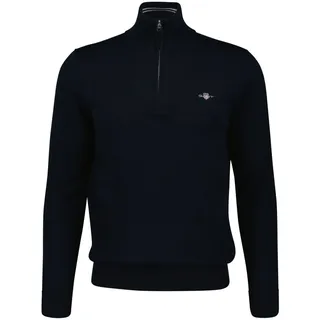 GANT Herren, Pullover mit Zip-Kragen - CLASSIC COTTON HALF ZIP, Strickpullover, Baumwolle blau, M,