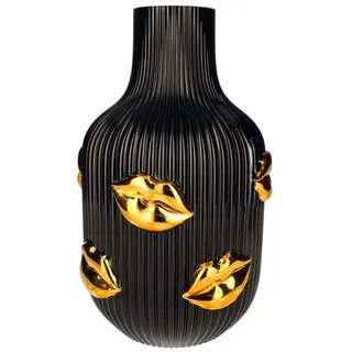 Giftcompany Dekovase Vase L ́Amour Lippen Schwarz Gold (30cm)
