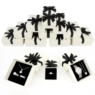 ZDNT 12 Stück Schmuckschatulle Geschenkschachtel Karton Schmuck Box Geschenkbox Pappschachteln Schmuck Ring Boxen Geschenkschachtel aus Karton mit Deckel für Halskette, Ohrringe, Ringen (D)