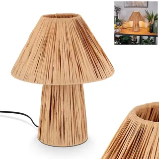 Tischleuchte Paiol, Tischlampe aus Metall/Papier in Beige/Natur, Leuchte im Vintage/Retro-Design mit Schirm aus Papier (Ø 24 cm) u. An/-Auschalter am Kabel, Höhe 29,5 cm, 1 x E14, ohne Leuchtmittel