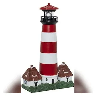 Hi LED Solar Leuchtturm Kunststoff H43 cm kabellos rot, weiß